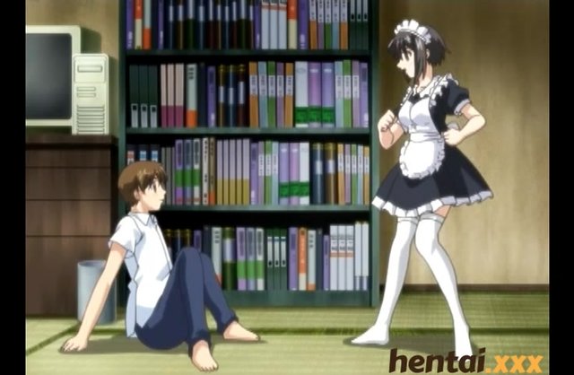 Red-Haired Anime Mistress Finds A Guy Cleaning His Maid's ...