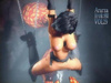 Bound slut is screwed by sizable orange phalluses during crazed sex antics.