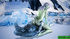 Masked blue-skinned sprite having green-skinned fairy riding his rod backwards