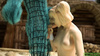 Blue fluffy creature enjoys hot blowjob from blonde vixen