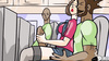 Hardcore BBC DP for a stewardess on an airplane